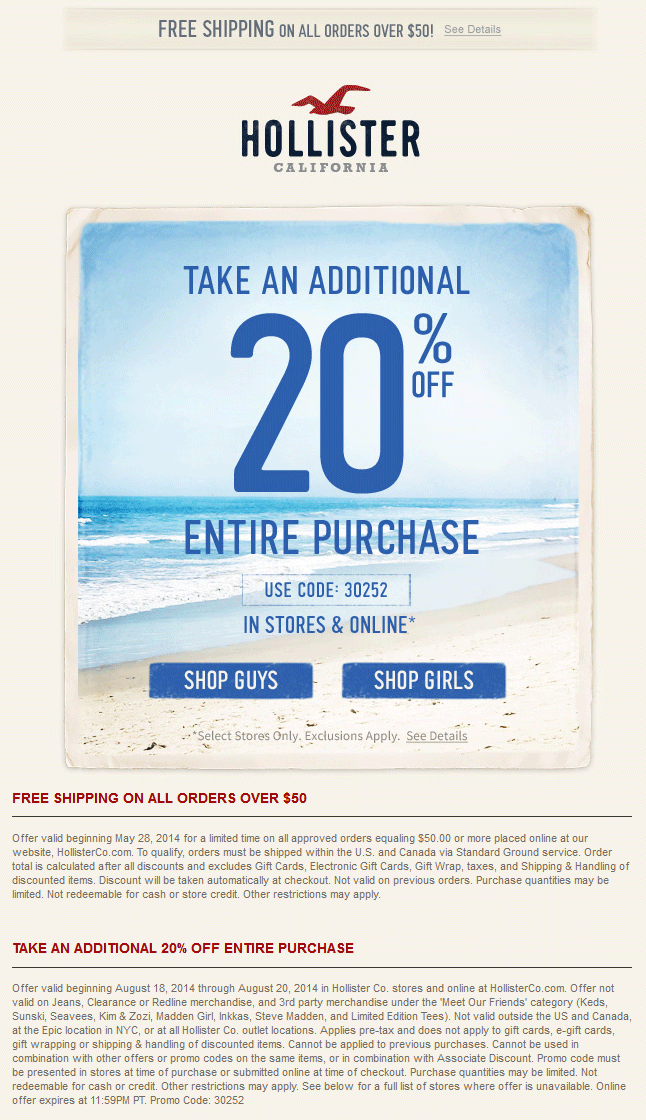 hollister coupon 2018